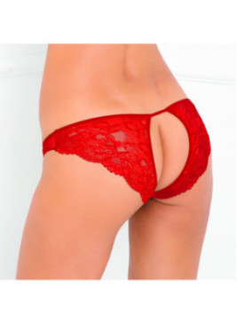 Culotte rouge dentelle ouverture sur les fesses - REN1144-RED